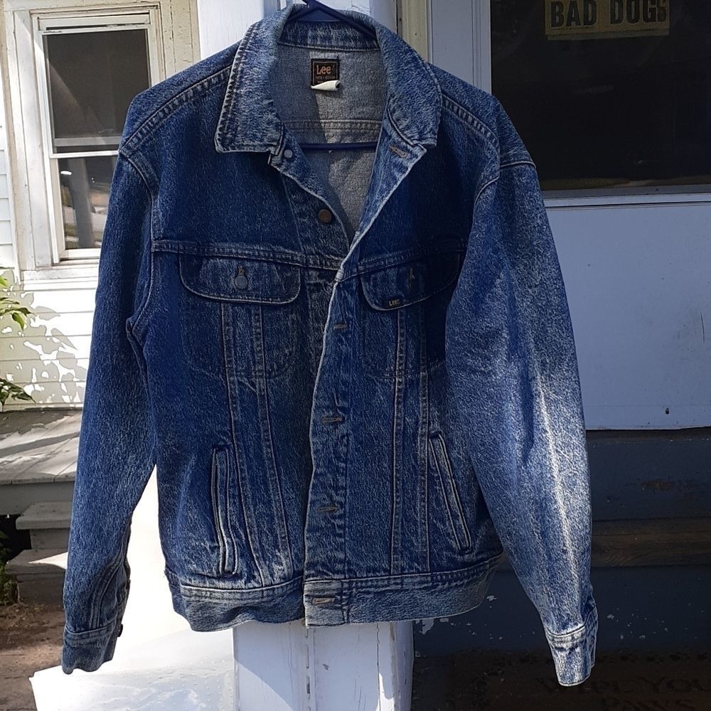 Vintage 1980s Acid Wash Lee Trucker Jean Jacket Lg‎